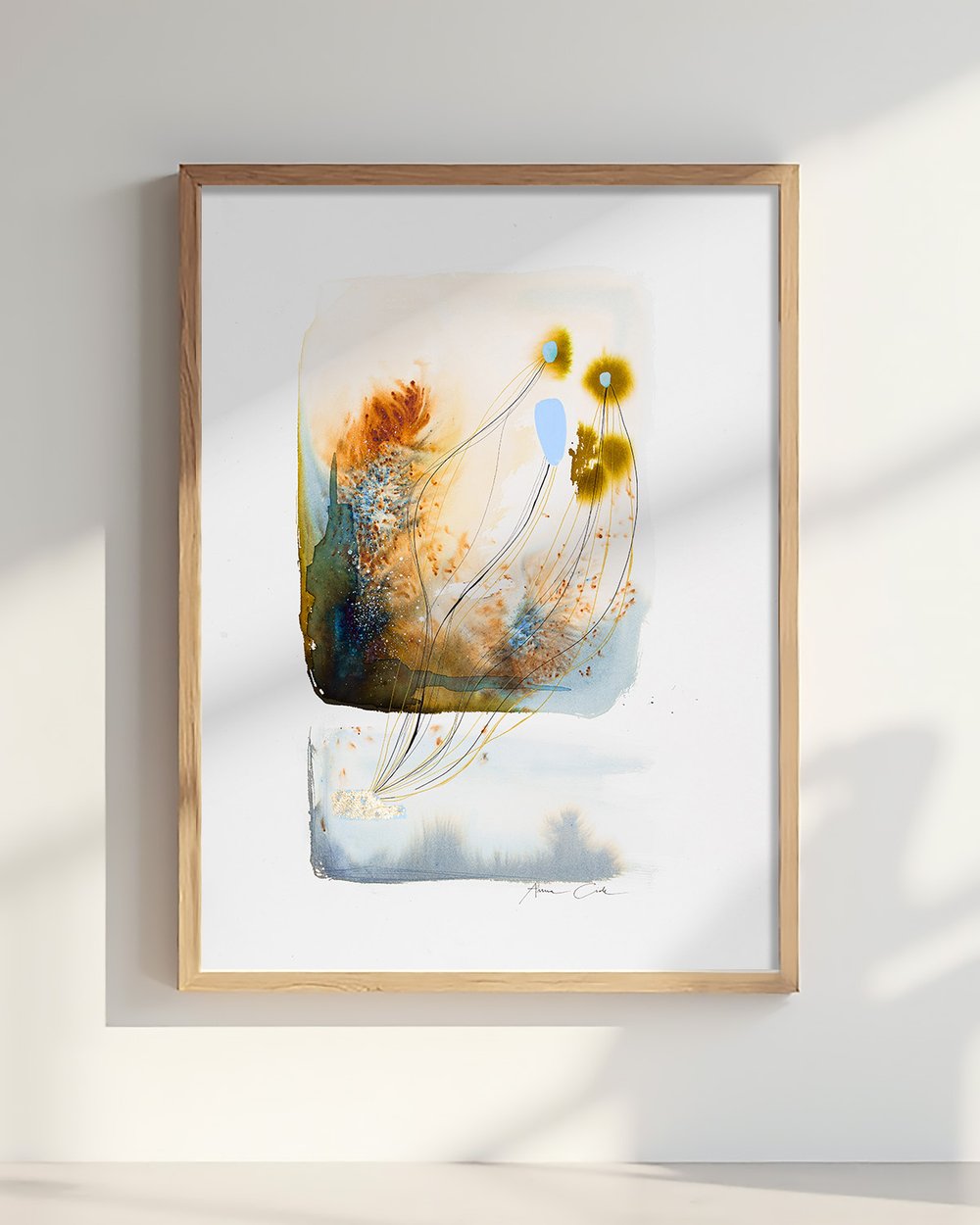 Cirrus Premium Abstract Wall Art Prints: Ethereal Skies in Blue & Ember